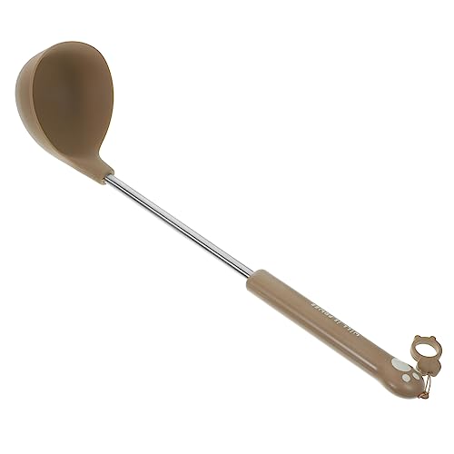 VICASKY Silikon Kochlöffel Teilig Hitzebeständig Suppenkelle Großer Schöpflöffel mit Rutschfestem Griff für Suppen Soßen Kochen und Servieren Nahtlos Langlebig Braun von VICASKY