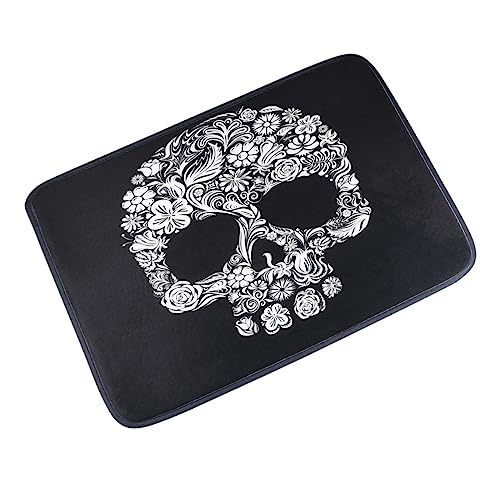 VICASKY Skull Pattern Türmatte rutschfeste Fußmatte Dicke Türmatte für Eingangsbereich Wasserabsorbierend und Langlebig Design von VICASKY