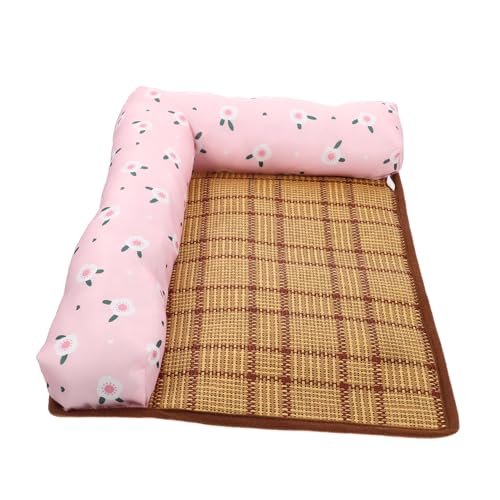 VICASKY Sommerliches Haustier Kühlkissen mit Rutschfester Unterseite Atmungsaktive Rattanmatte Langlebiges Hundebett für Kleine Hunde Waschbare Schlafunterlage für Heißen Sommer von VICASKY