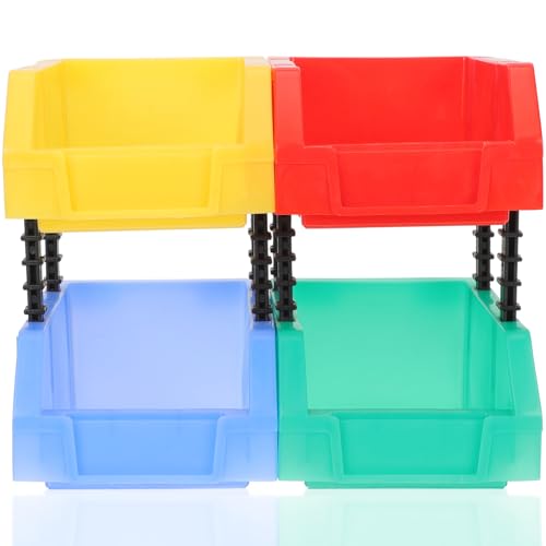 VICASKY Teiliges Kunststoff Aufbewahrungsbox Stapelbare Werkstatt Aufbewahrungsboxen mit Stabilem Nesting Design für Schrauben Werkzeug Lagerung in Blau Rot Grün Gelb von VICASKY
