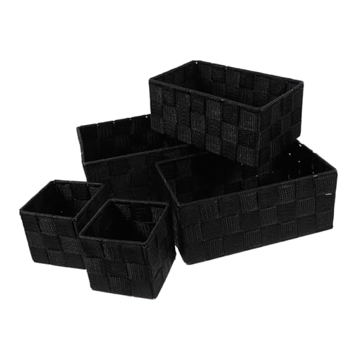 VICASKY Teiliges Rechteckiger Geflochtener Aufbewahrungskorb für Bad und Haushalt Platzsparend Vielseitig Einsetzbar Minimalistisches Design für Schreibtisch Regal und Schrank von VICASKY