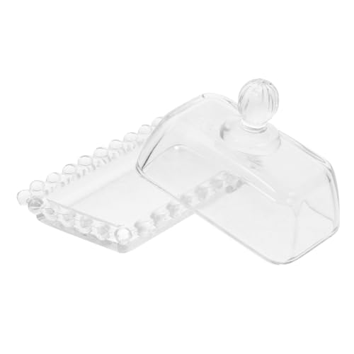 VICASKY Transparente Butterdose mit Deckel aus Glas Vielseitiges Dessert und Käseplatten Tablett Mini Servierplatte für Kuchen Kekse und Süßigkeiten Teilig Elegant und Frischhaltend von VICASKY