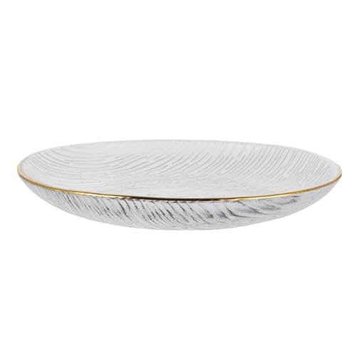 VICASKY Transparenter Glas salatteller mit Feiner Querrillenstruktur Kleine Dessert Obstplatte Stapelbar Gesundes Glas Vielseitige Servierplatte für Kuchen Snacks und Vorspeisen von VICASKY