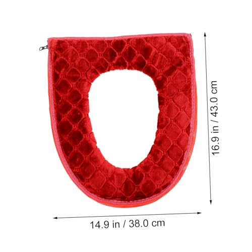 VICASKY Universeller Weicher Toilettensitzbezug mit Reißverschluss Gepolstert Warm und Langlebig für Jahreszeiten Geeignet Komfortable Wc Sitzauflage Einfach zu Reinigen Teilig Rot von VICASKY