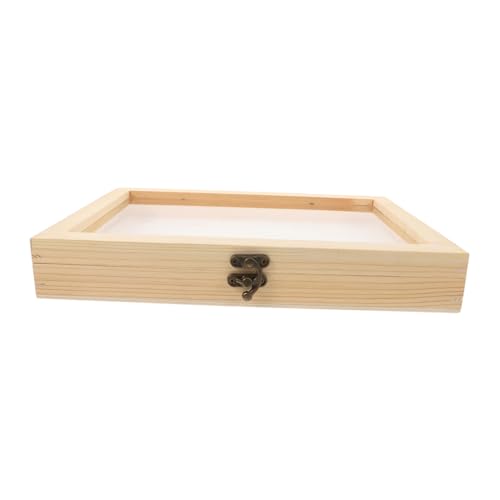 VICASKY Unlackierte Holz Ausstellungsbox mit Klarem Deckel Eva Gepolstert Schmetterlings und Insektenschattenkasten Multifunktionale Pinienholz Vitrine zur Stilvollen Probe und von VICASKY