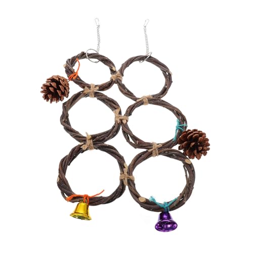 VICASKY Vogelkäfig Hängender Papageienring Kletterspielzeug aus Robustem Material mit Aufhängehaken für Wellensittiche Kanarienvögel und Kleine Papageien Geeignet von VICASKY