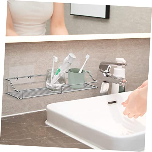 VICASKY Wandmontiertes Badezimmerregal aus für Küche und Bad Stabiler Rostfreier Organizer ohne Bohren für Shampoo und Gewürze von VICASKY