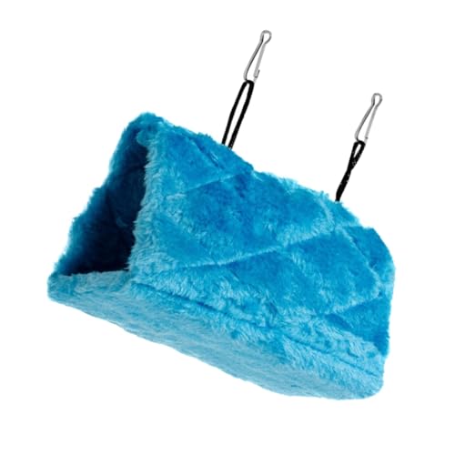 VICASKY Warme Weiche Papageien Hängematte Dreieckige Kuschelhöhle Großes Tragbares Schlafbett für Vögel mit Beidseitigen Haken Fördert Balance und Bewegung Blau Plüschmaterial von VICASKY