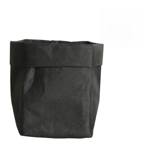 VICASKY Waschbarer Kraftpapier Container Schwarz Dekorativer Mehrweg Papiersack als Blumentopf Überzug und Aufbewahrungstasche Wasserfest Reißfest Vielseitig für Deko und Organisation von VICASKY