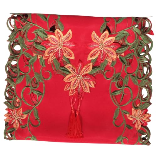 VICASKY Weihnachtstischdecke USB Tischdekoration Weihnachten weihnachtlicher Tischschal Party Weihnachts-mitteldecken Christmas Table Cloth rustikaler Tischläufer Tischverzierung Stoff rot von VICASKY