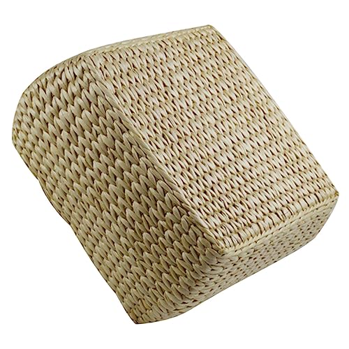 VICASKY Woven Home Hocker Natürlicher Fußhocker im Modernen Design Quadratisch zum Schuhe Wechseln für Wohnzimmer Eingangsbereich Gästestuhl von VICASKY