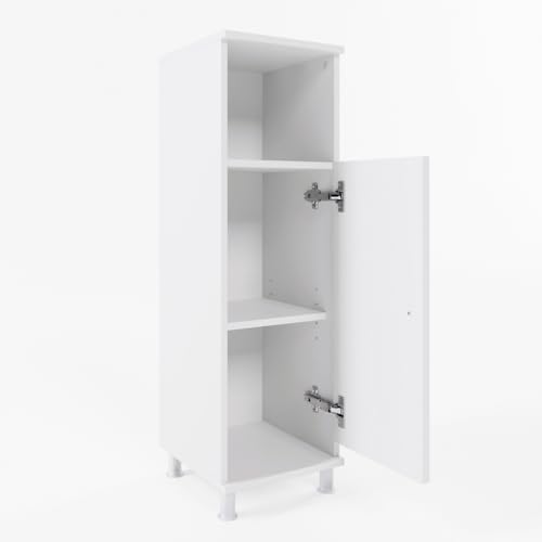 Vicco Midischrank Weiß Fynn 30x95x30 cm - Badezimmermöbel, Bietet Stauraum für Handtücher, Pflegeprodukte und Reinigungsmittel von Vicco