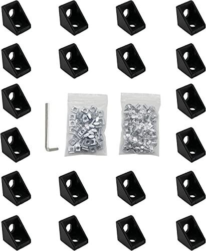 VICHSAMWY 20 Stück Befestigungsmaterial Winkel, Aluprofil 20x20 Nut 6 Aluminium Winkelverbinder Eckwinkel Eckverbinder Wandhalter 90 Grad Winkel Raster,DIY-Projekte 3D-Drucker CNC von VICHSAMWY