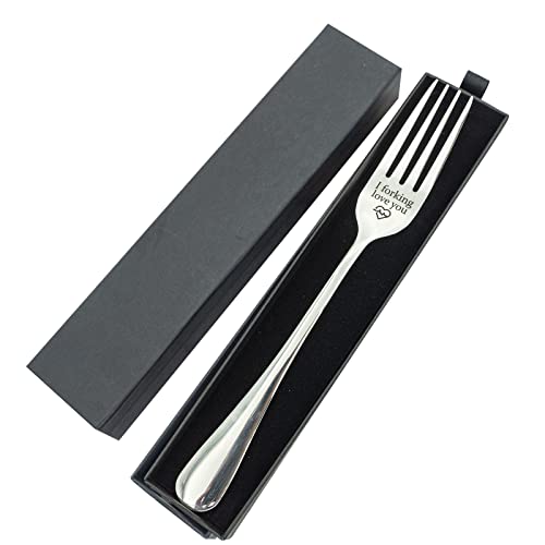 VICKHU I forking love you Dinnergabel Geschenk für Freund, Freundin, Vater, Mutter, inspirierend, lustig, graviert, niedlich, Hochzeit, Jahrestag, Valentinstag, 20,3 cm (Love You) von VICKHU