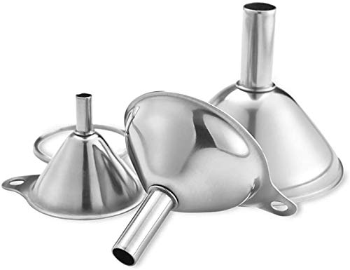 VICMAT 3pcs Stapelbarer Kleiner Trichter, Edelstahl TrichterEdelstahl Trichter Filter Set für die Übertragung von flüssigen Zutaten von VICMAT