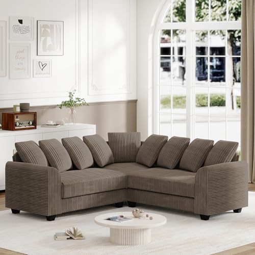 VICONELISE Ecksofa mit Schlaffunktion, Modulares Kombi-Sofa mit Lenkenkissen für Verschiedene Szenen wie das Wohnzimmer, L-Eckmodulsofa(Braun) von VICONELISE