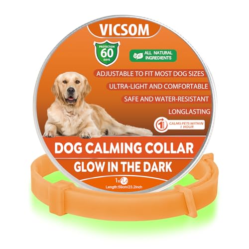 Beruhigungshalsband für Hunde, Leuchtendes Hunde Halsband Beruhigungshalsbänder, Pheromon Wasserdichtes Leuchtendes Angst Relief Anti Stress Hundehalsband für alle Hund 1-Stück Orange von VICSOM