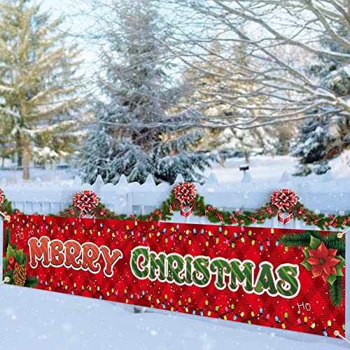 VICSOM Frohe Weihnachten Banner, Merry Christmas Banner, Große Weihnachtsdeko Banner, Grün Weihnachtsdekoration Hängende Deko Banner für Outdoor Indoor Wand Garten Haus Weihnachts Party Deko von VICSOM