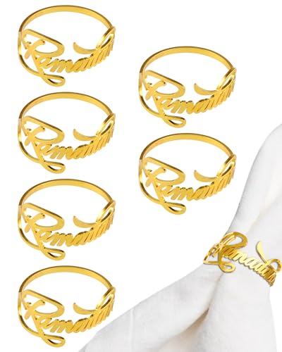 Metal Napkin Rings Serviettenringe 6 Stück Ramadan Letter Metall Serviettenring Set, Metall Serviettenringen, Serviettenhalter Schnalle für Hochzeit Ramadan Abendessen Bankett Zuhause Tisch Party von VICTERR