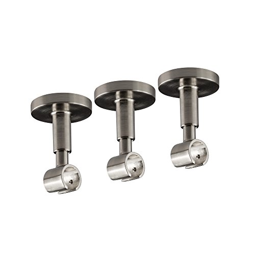 Victoria M. Gardinenstangen-Halterung Decke Deckenhalter Vorhangstange, 1-läufig, Silber, Ø 16 mm, 3er Pack von Victoria M.
