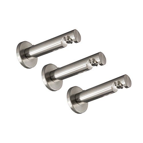 Victoria M. Gardinenstangen-Halterung Wand Wandhalter Vorhangstange, 1-läufig, Silber, Ø 16 mm, 3er Pack von Victoria M.