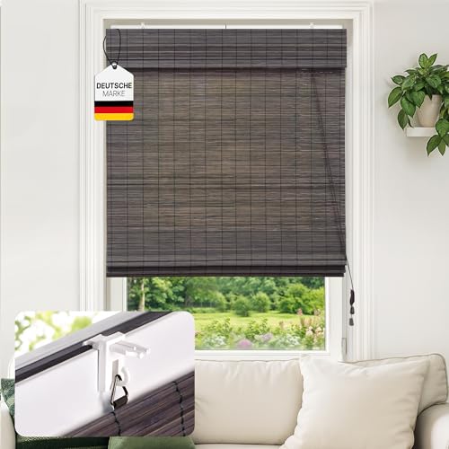 Victoria M. Klemmfix Bambus Raffrollo Sonnenschutz Sichtschutz Rollo Seitenzugrollo ohne Bohren, für Fenster und Türen, 90 x 220 cm, Dunkelbraun Victoria M. Klemmfix Bambus Raffrollo Sonnenschutz Sichtschutz Rollo Seitenzugrollo ohne Bohren, für Fenster und Türen, 90 x 220 cm, Dunkelbraun von Victoria M.