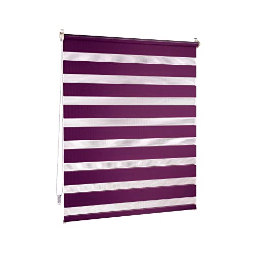 Victoria M. Doppelrollo Klemmfix Duo-Rollo Klemmmontage ohne Bohren für Fenster und Tür Lichtdurchlässig und Verdunkelnd mit Kettenzug, 100 x 230 cm Aubergine/Lila von Victoria M.