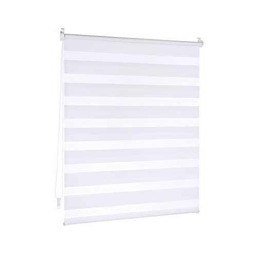 Victoria M. Doppelrollo Klemmfix Duo-Rollo Klemmmontage ohne Bohren für Fenster und Tür Lichtdurchlässig und Verdunkelnd mit Kettenzug, 110 x 150 cm Weiß von Victoria M.