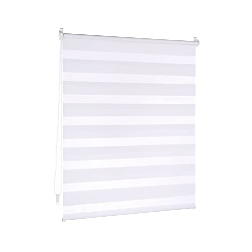 Victoria M. Doppelrollo Klemmfix ohne Bohren, 65 x 150 cm (BxH) Weiß, Rollo Fensterrollo lichtdurchlässig & verdunkelnd，Duo-Rollo Klemmmontage Zebrarollo für Fenster & Türen von Victoria M.