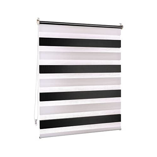 Victoria M. Doppelrollo Klemmfix ohne Bohren, 70 x 150 cm (BxH) Schwarz - Weiß, Rollo Fensterrollo lichtdurchlässig & verdunkelnd，Duo-Rollo Klemmmontage Zebrarollo für Fenster & Türen von Victoria M.