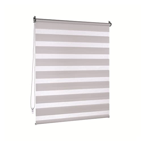 Victoria M. Doppelrollo Klemmfix Duo-Rollo Klemmmontage ohne Bohren für Fenster und Tür Lichtdurchlässig und Verdunkelnd mit Kettenzug, 90 x 230 cm Grau von Victoria M.