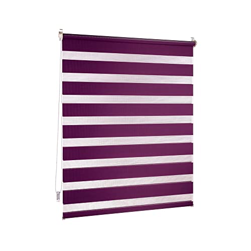 Victoria M. Doppelrollo Klemmfix ohne Bohren, 95 x 230 cm (BxH) Aubergine/Lila, Rollo Fensterrollo lichtdurchlässig & verdunkelnd，Duo-Rollo Klemmmontage Zebrarollo für Fenster & Türen von Victoria M.