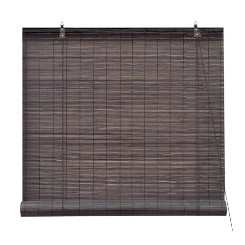 Victoria M. Bambusrollo Klemmfix Bambus Sichtschutz Rollo ohne Bohren Bambus Rollos Innen, für Fenster und Türen, 90 x 220 cm, Dunkelbraun von Victoria M.