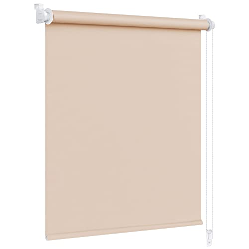 Victoria M. Klemmfix Verdunkelungsrollo ohne Bohren Rollo Seitenzugrollo Verdunkelung für Fenster und Türen, 70 x 150 cm, Beige von Victoria M.