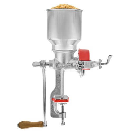 Victoria Getreidemühle Manuelle Gusseiserne Handmühle zum Mahlen von Kaffee, Mais, Hafer, Saatgut, Dicke Einstellbar, Kornmühle mit Hoher Trichter und Tischklemme, Grain Grinder von VICTORIA