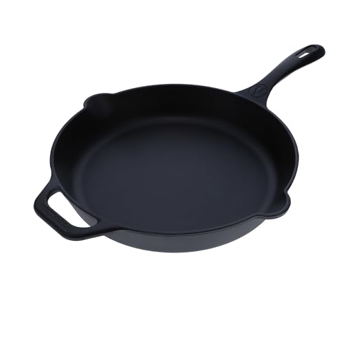VICTORIA Bratpfanne Emaillierte Gusseisenpfanne Induction 25cm Bratpfanne Geeignet für Feuer, Grill, Backofen, Ceranfeld, Gas, Cast Iron Skillet, Toxic Free Kochgeschirr ohne PTFE oder PFOA von VICTORIA