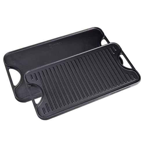 Victoria Rechteckige Gusseisen-Grillplatte Doppelbrenner Grillplatte wendbarer Grillrost 47,7 x 25,4 cm, gewürzt mit 100% koscherem, zertifiziertem, gentechnikfreiem Leinsamenöl Victoria Rechteckige Gusseisen-Grillplatte Doppelbrenner Grillplatte wendbarer Grillrost 47,7 x 25,4 cm, gewürzt mit 100% koscherem, zertifiziertem, gentechnikfreiem Leinsamenöl von VICTORIA