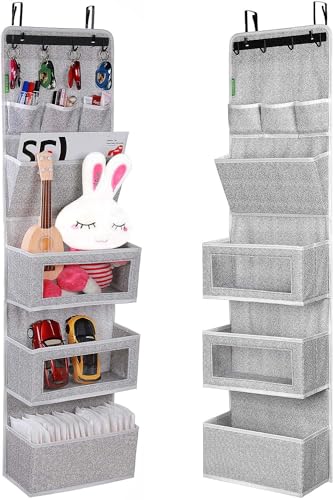 All-in-ONE Over The Door Organizer, Super Behind The Door Storage Organizer with Door Rack and Large Clear Windows, Wall File Organizer, Hanging Organizer (1 Pack Silk Printing Grey) von VICTORICH