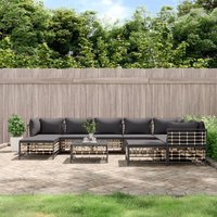 10-tlg. Garten-Lounge-Set mit Kissen Anthrazit Poly Rattan vidaXL 10-tlg. Garten-Lounge-Set mit Kissen Anthrazit Poly Rattan vidaXL von VIDAXL