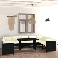10-tlg. Garten-Lounge-Set mit Kissen Poly Rattan Schwarz - Vidaxl 10-tlg. Garten-Lounge-Set mit Kissen Poly Rattan Schwarz - Vidaxl von VIDAXL