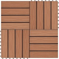 Terrassenfliesen 11Stk. Tief Geprägt wpc 30x30cm 1 qm Hellbraun Vidaxl von VIDAXL