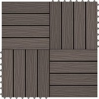 Terrassenfliesen 11Stk Tief Geprägt WPC 30x30cm 1qm Dunkelbraun vidaXL von VIDAXL