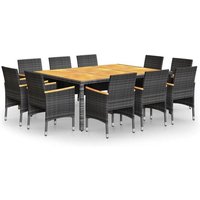 Vidaxl - 11-tlg. Garten-Essgruppe Poly Rattan Grau von VIDAXL