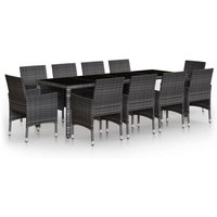 Vidaxl - 11-tlg. Garten-Essgruppe Poly Rattan Grau Vidaxl - 11-tlg. Garten-Essgruppe Poly Rattan Grau von VIDAXL