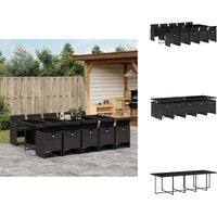 11-tlg. Garten-Essgruppe mit Kissen Schwarz Poly Rattan - Gartentisch - Gartenmöbel Set - Outdoor Möbel - Esstisch - Gartenstühle von VIDAXL