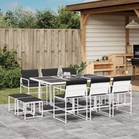 11-tlg. Garten-Essgruppe mit Kissen Weiß Textilene - Vidaxl von VIDAXL