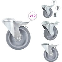 12 Stk. Lenkrollen mit Rückenloch 100 mm - Lenkrolle - Lenkrollen - Schwenkrolle - Schwenkrollen von VIDAXL