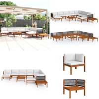 Vidaxl - 12-tlg. Garten-Lounge-Set mit Kissen Cremeweiß Massivholz Akazie - Gartensofa - Loungemöbel - Gartenmöbel-Set - Holztisch - Akasienholz von VIDAXL