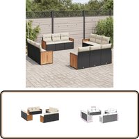 Vidaxl - 12-tlg. Garten-Sofagarnitur mit Kissen Schwarz Poly Rattan - Gartensofas - Outdoor Möbel - Gartenmöbelset - Rattan Gartenmöbel - Lounge Set von VIDAXL
