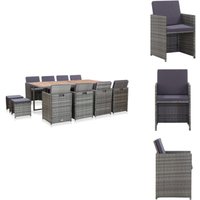 13-tlg. Garten-Essgruppe Poly Rattan und Akazienholz Anthrazit - Gartenmöbelset - Essgruppen - Rattan Möbel - Outdoor Möbel - Balkonmöbel 13-tlg. Garten-Essgruppe Poly Rattan und Akazienholz Anthrazit - Gartenmöbelset - Essgruppen - Rattan Möbel - Outdoor Möbel - Balkonmöbel von VIDAXL